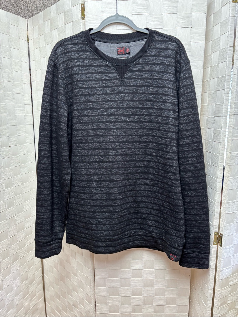 Grayers Men's Charcoal - Black Striped Crewneck Sweatshirt XLT